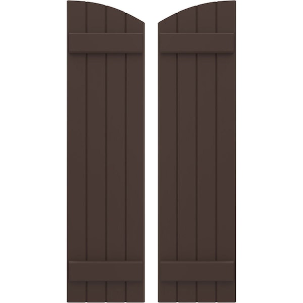 Ekena Millwork Americraft 4-Board (2 Batten) Wood Joined Board-n-Batten Shutters w/Ellipt Top, ARW101BE414X77TBH, PR ARW101BE414X77TBH - main
